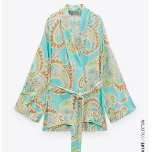 Zara Printed Kimono Wrap Dress NWT Size L